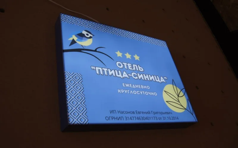 Световой короб «Птица-Синица» с рисунком птицы и режимом работы