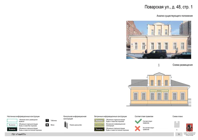 Поварская ул., д. 48, стр. 1 · PDF 11 Архитектурная концепция размещения вывесок — Поварская улица, 48, стр. 1, Москва, страница PDF 11 · Документ по адресу · Архитектурно-художественная концепция