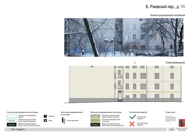 Б. Ржевский пер., д. 11 · PDF 37 Архитектурная концепция размещения вывесок — Б ржевский переулок, 11, Москва, страница PDF 37 · Документ по адресу · Архитектурно-художественная концепция