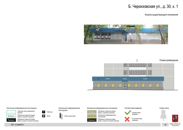 Архитектурная концепция размещения вывесок — Большая черкизовская улица, 30, корп. 1, Москва, страница PDF 42 · Документ по адресу · Архитектурно-художественная концепция · 2020 год