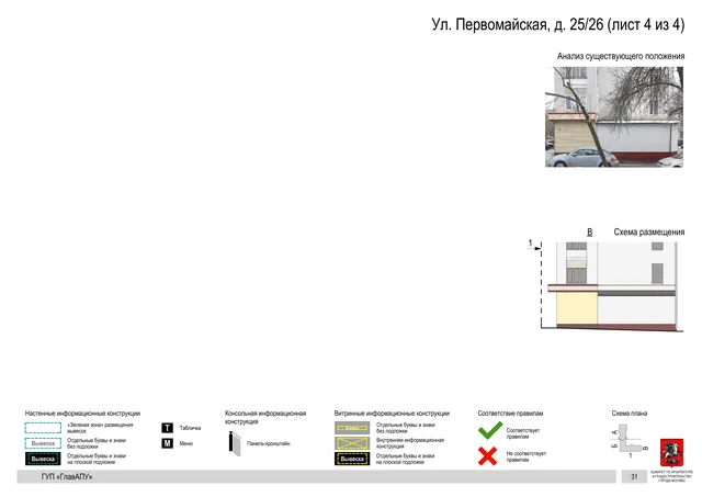Архитектурная концепция размещения вывесок — Первомайская улица, 25/26, Москва, лист 4 из 4 · Документ по адресу · Архитектурно-художественная концепция