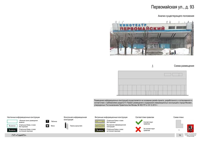 Архитектурная концепция размещения вывесок — Первомайская улица, 93, Москва, страница PDF 73 · Документ по адресу · Архитектурно-художественная концепция
