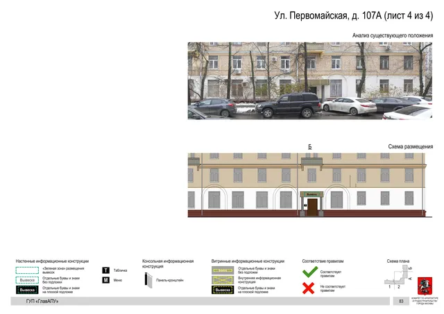 Архитектурная концепция размещения вывесок — Первомайская улица, 107А, Москва, лист 4 из 4 · Документ по адресу · Архитектурно-художественная концепция