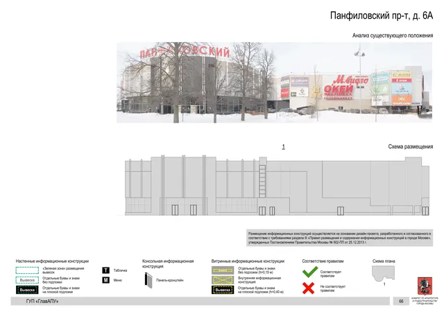 Архитектурная концепция размещения вывесок — Панфиловский проспект, 6А, Москва, страница PDF 66 · Документ по адресу · Архитектурно-художественная концепция · 2016 год