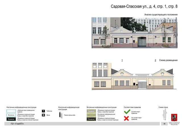 Садовая-Спасская ул., д. 4, стр. 1, стр. 8 · PDF 102 Архитектурная концепция размещения вывесок — Садовая-спасская улица, 4, стр. 8, Москва, страница PDF 102 · Документ по адресу · Архитектурно-художественная концепция