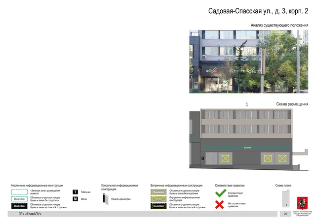 Садовая-Спасская ул., д. 3, корп. 2 · PDF 27 Архитектурная концепция размещения вывесок — Садовая-спасская улица, 3, корп. 2, Москва, страница PDF 27 · Документ по адресу · Архитектурно-художественная концепция