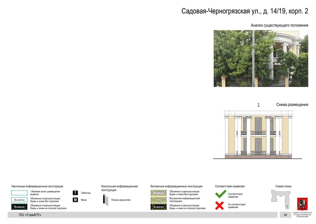 Садовая-Черногрязская ул., д. 14/19, корп. 2 · PDF 68 Архитектурная концепция размещения вывесок — Садовая-черногрязская улица, 14/19, корп. 2, Москва, страница PDF 68 · Документ по адресу · Архитектурно-художественная концепция