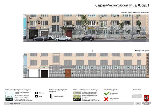Садовая-Черногрязская ул., д. 8, стр. 1 · PDF 73 Архитектурная концепция размещения вывесок — Садовая-черногрязская улица, 8, стр. 1, Москва, страница PDF 73 · Документ по адресу · Архитектурно-художественная концепция