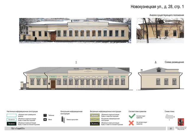 Архитектурная концепция размещения вывесок — Новокузнецкая улица, 28, стр. 1, Москва, страница PDF 22 · Документ по адресу · Архитектурно-художественная концепция · 2018 год