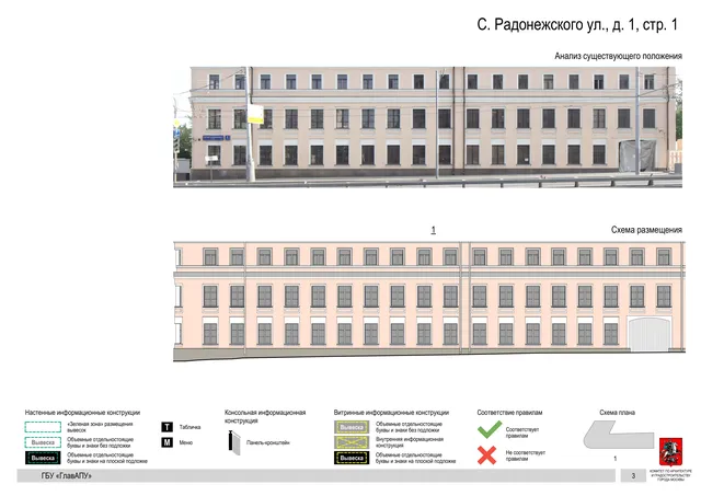 Архитектурная концепция размещения вывесок — С радонежского улица, 1, стр. 1, Москва, страница PDF 5 · Документ по адресу · Архитектурно-художественная концепция · 2019 год