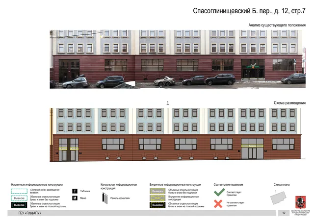 Спасоглинищевский Б. пер., д. 12, стр.7 · PDF 15 Архитектурная концепция размещения вывесок — Большой спасоглинищевский переулок, 12, стр. 7, Москва, страница PDF 15 · Документ по адресу · Архитектурно-художественная концепция