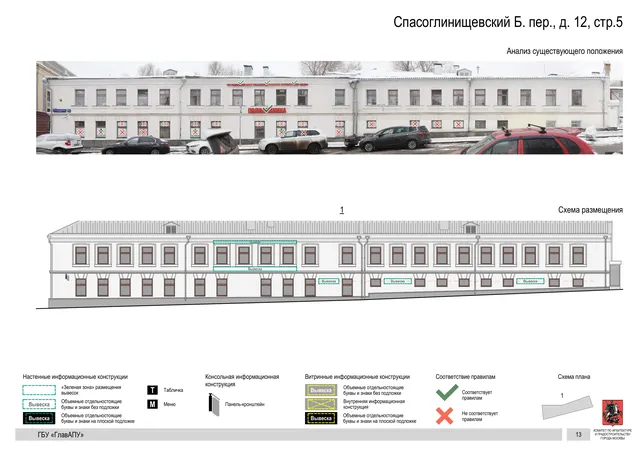 Спасоглинищевский Б. пер., д. 12, стр.5 · PDF 16 Архитектурная концепция размещения вывесок — Большой спасоглинищевский переулок, 12, стр. 5, Москва, страница PDF 16 · Документ по адресу · Архитектурно-художественная концепция