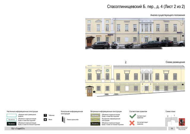 Спасоглинищевский Б. пер., д. 4 (Лист 2 из 2) · PDF 22 Архитектурная концепция размещения вывесок — Большой спасоглинищевский переулок, 4, Москва, лист 2 из 2 · Документ по адресу · Архитектурно-художественная концепция