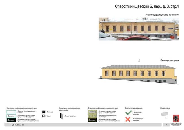 Спасоглинищевский Б. пер., д. 3, стр.1 · PDF 7 Архитектурная концепция размещения вывесок — Большой спасоглинищевский переулок, 3, стр. 1, Москва, страница PDF 7 · Документ по адресу · Архитектурно-художественная концепция