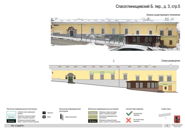Спасоглинищевский Б. пер., д. 3, стр.5 · PDF 8 Архитектурная концепция размещения вывесок — Большой спасоглинищевский переулок, 3, стр. 5, Москва, страница PDF 8 · Документ по адресу · Архитектурно-художественная концепция