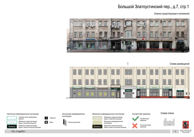 Большой Златоустинский пер., д.7, стр.1 · PDF 8 Архитектурная концепция размещения вывесок — Большой златоустинский переулок, 7, стр. 1, Москва, страница PDF 8 · Документ по адресу · Архитектурно-художественная концепция