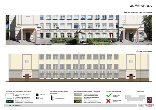 ул. Житная, д. 6 · PDF 121 Архитектурная концепция размещения вывесок — Житная улица, 6, Москва, страница PDF 121 · Документ по адресу · Архитектурно-художественная концепция