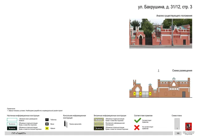 Архитектурная концепция размещения вывесок — Бахрушина улица, 31/12, стр. 3, Москва, страница PDF 157 · Документ по адресу · Архитектурно-художественная концепция