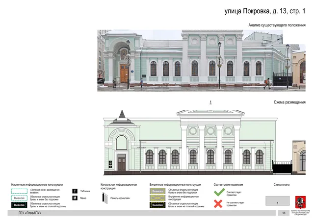 Архитектурная концепция размещения вывесок — Покровка улица, 13, стр. 1, Москва, страница PDF 20 · Документ по адресу · АХК № 281 от 18.09.2024