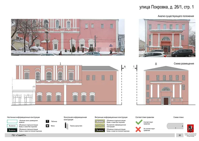 Архитектурная концепция размещения вывесок — Покровка улица, 26/1, стр. 1, Москва, страница PDF 68 · Документ по адресу · АХК № 281 от 18.09.2024