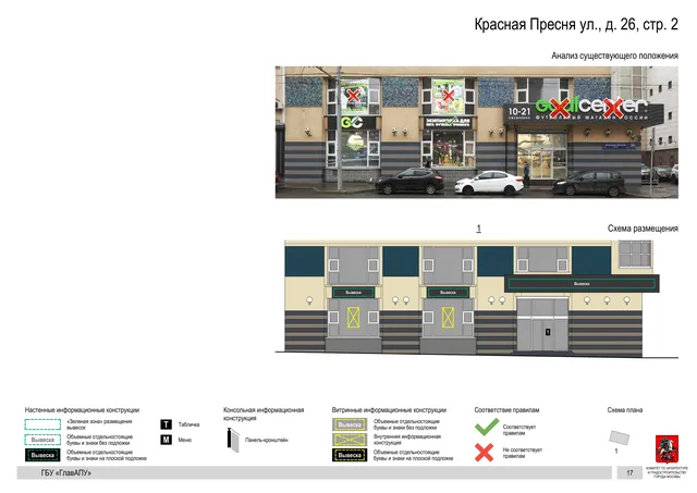 Архитектурная концепция размещения вывесок — Красная пресня улица, 26, стр. 2, Москва, страница PDF 19 · Документ по адресу · Архитектурно-художественная концепция · 2019 год