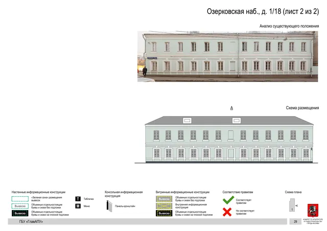 Озерковская наб., д. 1/18 (лист 2 из 2) · PDF 30 Архитектурная концепция размещения вывесок — Озерковская набережная, 1/18, Москва, лист 2 из 2 · Документ по адресу · Архитектурно-художественная концепция