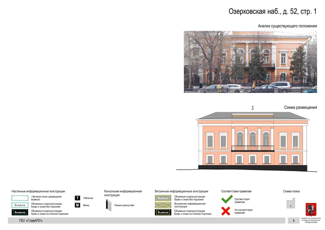 Озерковская наб., д. 52, стр. 1 · PDF 9 Архитектурная концепция размещения вывесок — Озерковская набережная, 52, стр. 1, Москва, страница PDF 9 · Документ по адресу · Архитектурно-художественная концепция