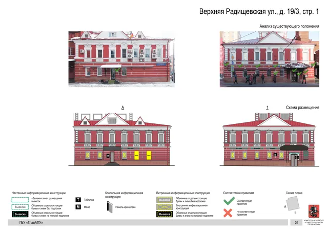 Верхняя Радищевская ул., д. 19/3, стр. 1 · PDF 22 Архитектурная концепция размещения вывесок — Верхняя радищевская улица, 19/3, стр. 1, Москва, страница PDF 22 · Документ по адресу · Архитектурно-художественная концепция