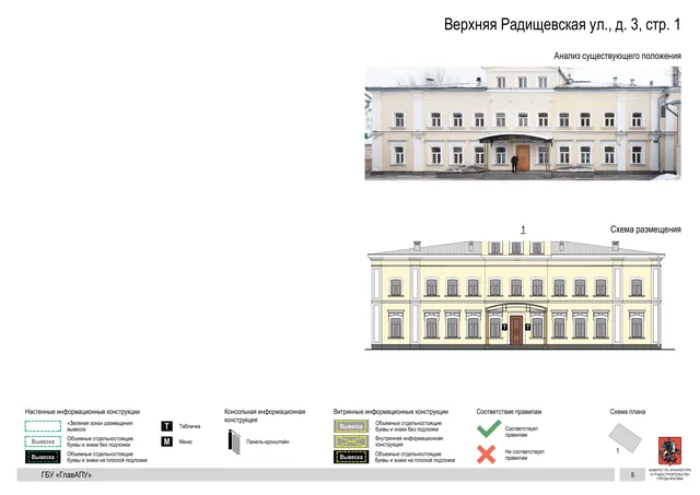 Верхняя Радищевская ул., д. 3, стр. 1 · PDF 7 Архитектурная концепция размещения вывесок — Верхняя радищевская улица, 3, стр. 1, Москва, страница PDF 7 · Документ по адресу · Архитектурно-художественная концепция