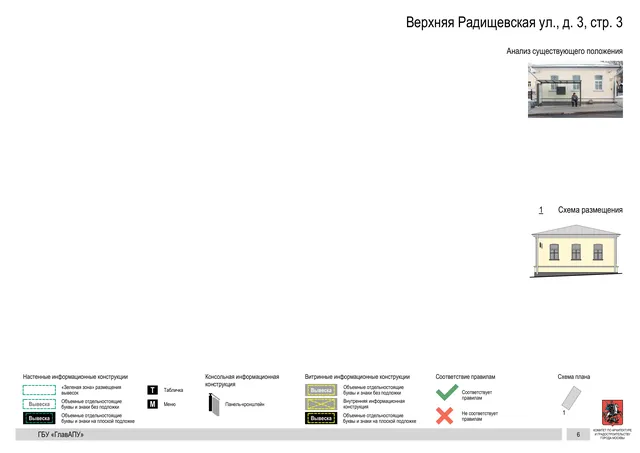 Верхняя Радищевская ул., д. 3, стр. 3 · PDF 8 Архитектурная концепция размещения вывесок — Верхняя радищевская улица, 3, стр. 3, Москва, страница PDF 8 · Документ по адресу · Архитектурно-художественная концепция