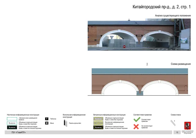 Китайгородский пр-д., д. 2, стр. 1 · PDF 16 Архитектурная концепция размещения вывесок — Китайгородский проезд, 2, стр. 1, Москва, страница PDF 16 · Документ по адресу · Архитектурно-художественная концепция