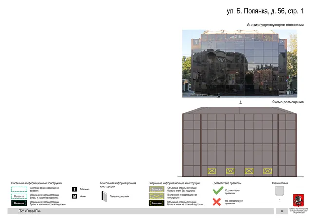 ул. Б. Полянка, д. 56, стр. 1 · PDF 10 Архитектурная концепция размещения вывесок — Большая полянка улица, 56, стр. 1, Москва, страница PDF 10 · Документ по адресу · Архитектурно-художественная концепция