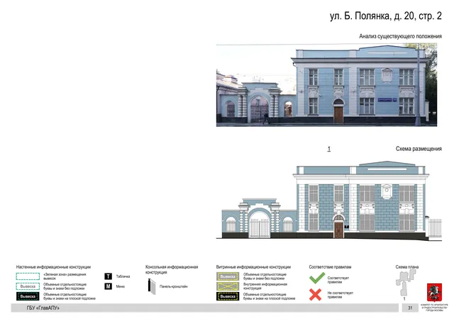 Архитектурная концепция размещения вывесок — Большая полянка улица, 20, стр. 2, Москва, страница PDF 33 · Документ по адресу · Архитектурно-художественная концепция
