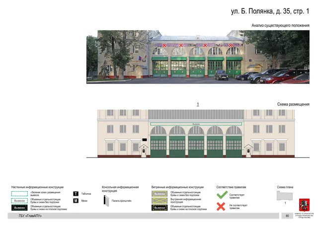 Архитектурная концепция размещения вывесок — Большая полянка улица, 35, стр. 1, Москва, страница PDF 63 · Документ по адресу · Архитектурно-художественная концепция