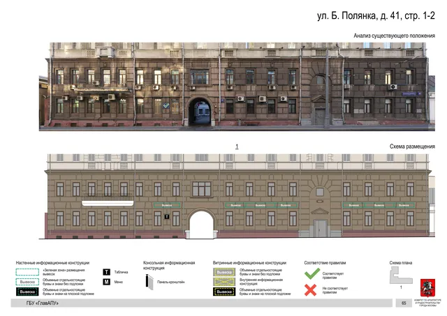Архитектурная концепция размещения вывесок — Большая полянка улица, 41, стр. 1-2, Москва, страница PDF 68 · Документ по адресу · Архитектурно-художественная концепция