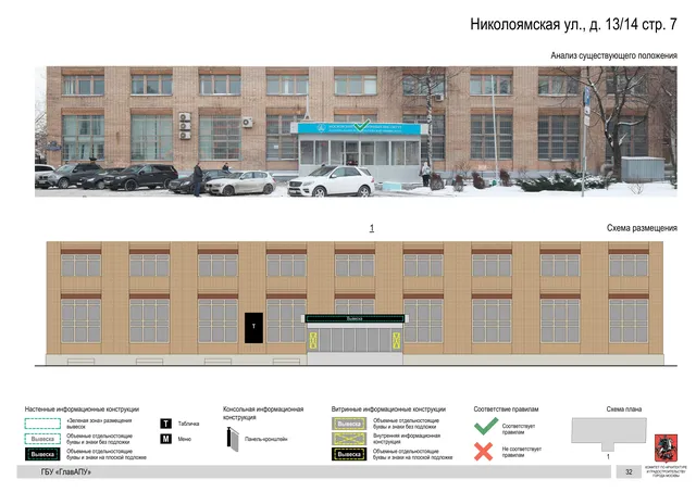 Николоямская ул., д. 13/14 стр. 7 · PDF 35 Архитектурная концепция размещения вывесок — Николоямская улица, 13/14, стр. 7, Москва, страница PDF 35 · Документ по адресу · Архитектурно-художественная концепция