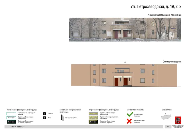 Архитектурная концепция размещения вывесок — Петрозаводская улица, 19, корп. 2, Москва, страница PDF 42 · Документ по адресу · Архитектурно-художественная концепция · 2016 год