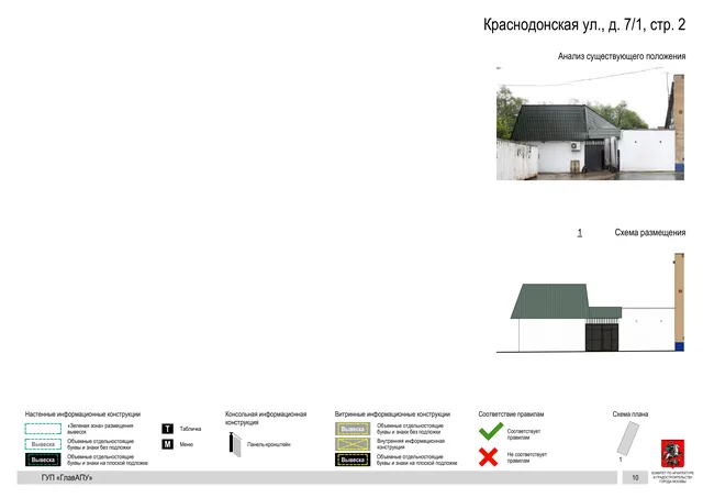 Архитектурная концепция размещения вывесок — Краснодонская улица, 7/1, стр. 2, Москва, страница PDF 12 · Документ по адресу · Архитектурно-художественная концепция · 2016 год