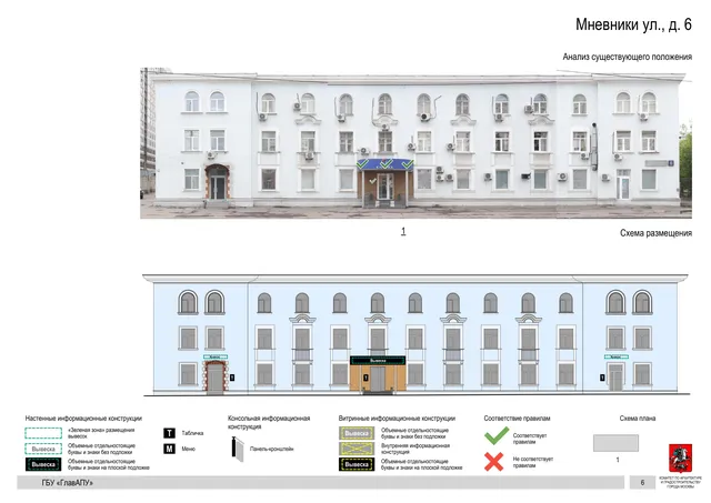 Архитектурная концепция размещения вывесок — Мневники улица, 6, Москва, страница PDF 8 · Документ по адресу · Архитектурно-художественная концепция · 2020 год
