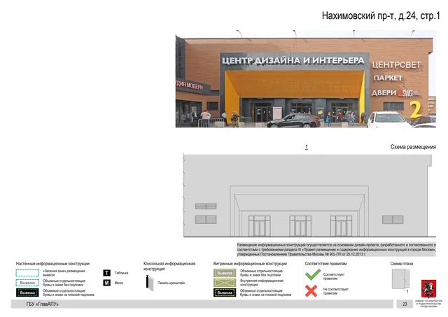 Архитектурная концепция размещения вывесок — Нахимовский проспект, 24, стр. 1, Москва, страница PDF 25 · Документ с наиболее поздним указанным годом · Архитектурно-художественная концепция · 2020 год