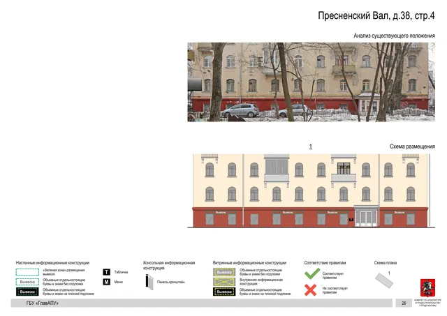 Архитектурная концепция размещения вывесок — Пресненский вал, 38, стр. 4, Москва, страница PDF 29 · Документ по адресу · Архитектурно-художественная концепция · 2019 год
