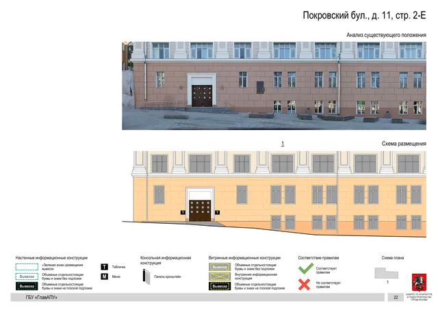 Архитектурная концепция размещения вывесок — Покровский бульвар, 11, стр. 2-Е, Москва, страница PDF 24 · Документ по адресу · Архитектурно-художественная концепция · 2018 год