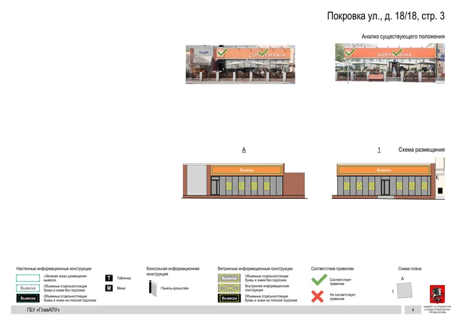 Архитектурная концепция размещения вывесок — Покровка улица, 18/18, стр. 3, Москва, страница PDF 6 · Адрес также найден в другом документе · Архитектурно-художественная концепция · 2018 год