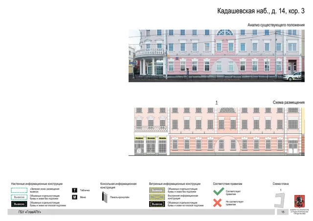 Кадашевская наб., д. 14, кор. 3 · PDF 17 Архитектурная концепция размещения вывесок — Кор, 3, Москва, страница PDF 17 · Документ по адресу · Архитектурно-художественная концепция