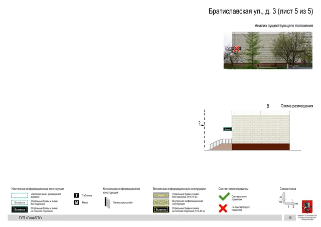 Архитектурная концепция размещения вывесок — Братиславская улица, 3, Москва, лист 5 из 5 · Документ по адресу · Архитектурно-художественная концепция · 2016 год