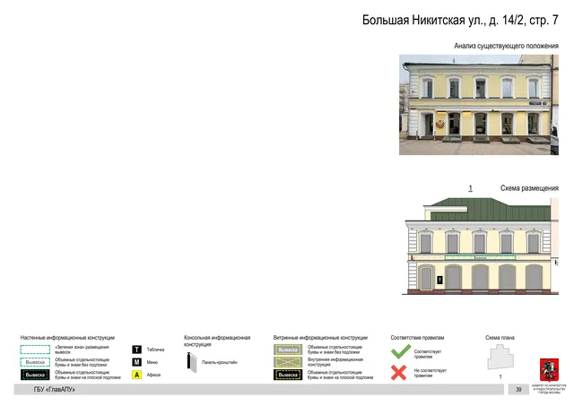 Большая Никитская ул., д. 14/2, стр. 7 · PDF 41 Архитектурная концепция размещения вывесок — Большая никитская улица, 14/2, стр. 7, Москва, страница PDF 41 · Документ по адресу · АХК № 50 от 26.02.2024