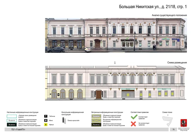 Большая Никитская ул., д. 21/18, стр. 1 · PDF 82 Архитектурная концепция размещения вывесок — Большая никитская улица, 21/18, стр. 1, Москва, страница PDF 82 · Документ по адресу · АХК № 50 от 26.02.2024
