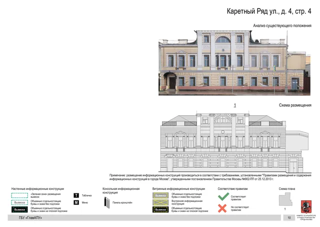 Архитектурная концепция размещения вывесок — Каретный ряд улица, 4, стр. 4, Москва, страница PDF 13 · Документ по адресу · Архитектурно-художественная концепция · 2017 год