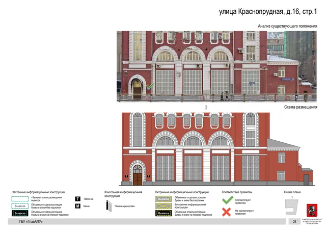 Архитектурная концепция размещения вывесок — Краснопрудная улица, 16, стр. 1, Москва, страница PDF 31 · Документ по адресу · Архитектурно-художественная концепция · 2019 год