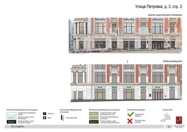 Архитектурная концепция размещения вывесок — Петровка улица, 3, стр. 2, Москва, страница PDF 29 · Документ по адресу · Архитектурно-художественная концепция